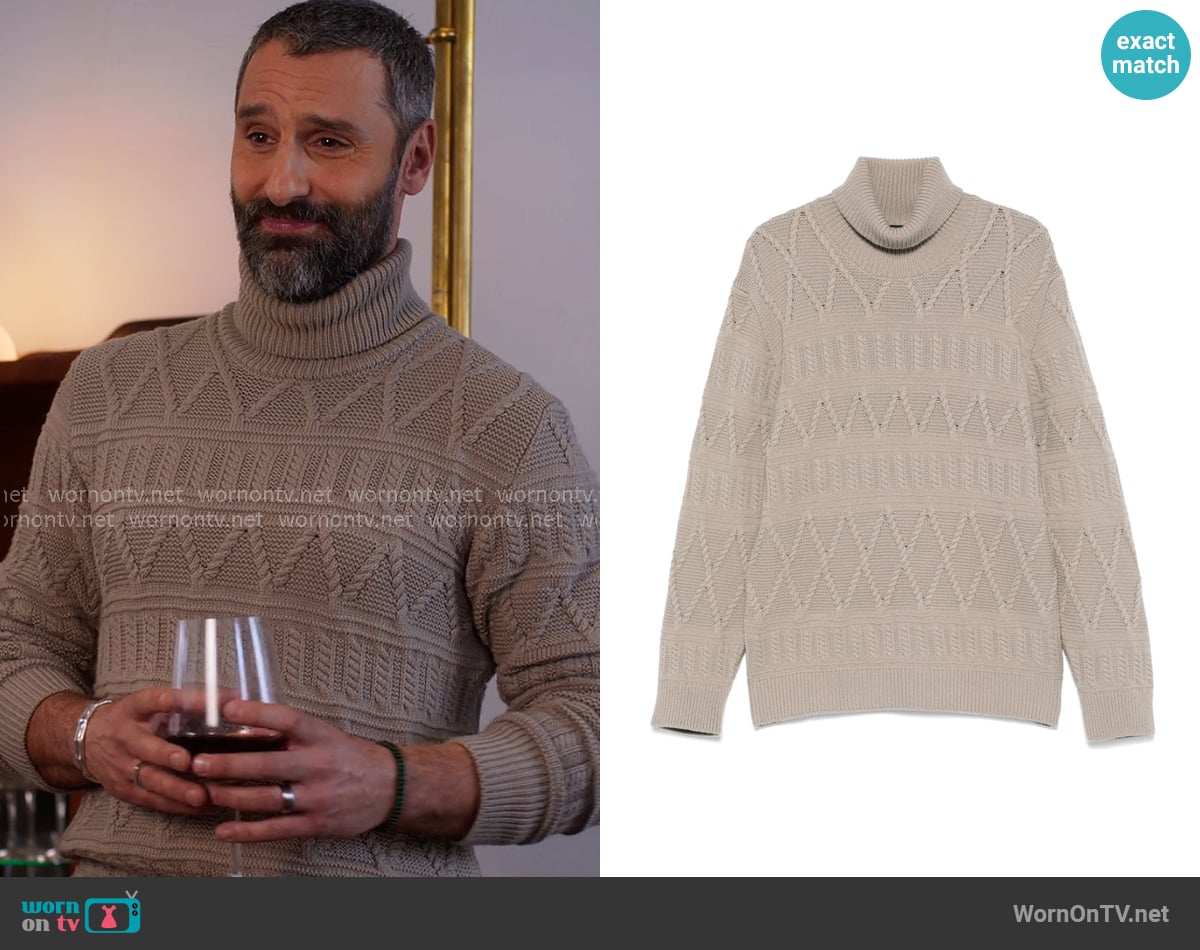 Zegna Wool Sweater worn by Claude (Marco Calvani) on The Four Seasons