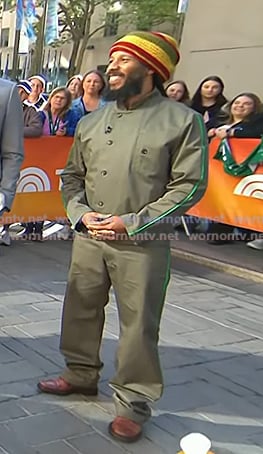 Ziggy Marley’s green jacket and pants on Today