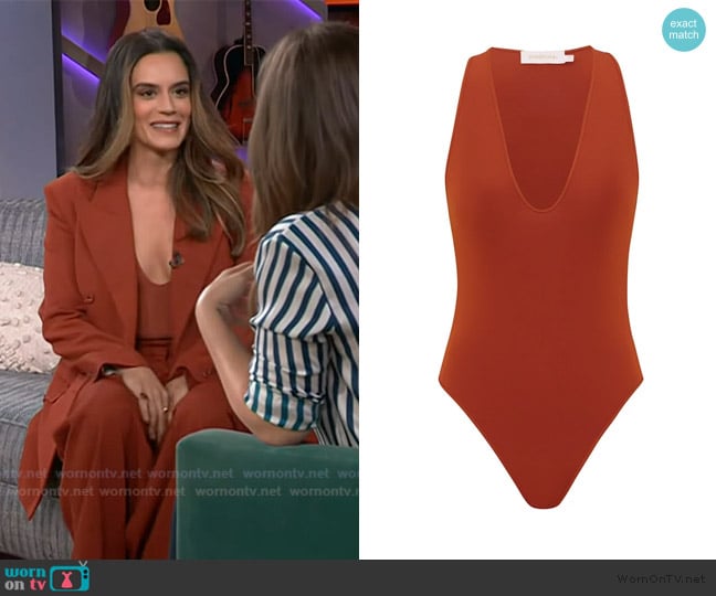 Zimmermann Luna Plunge Bodysuit worn by Sepideh Moafi on The Kelly Clarkson Show