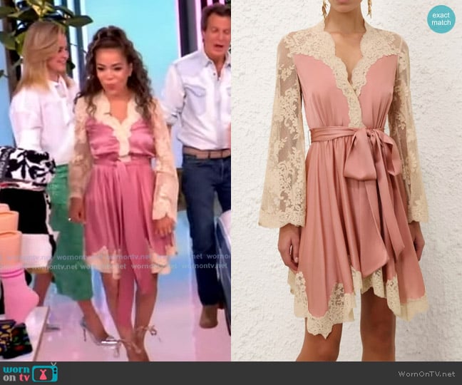 Sunny’s pink lace trim dress on The View