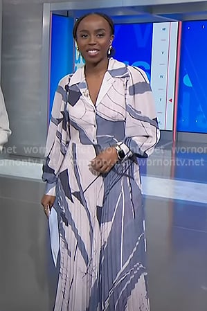 Zinhle Essamuah’s printed pleated shirtdress on NBC News Daily