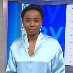 Zinhle’s light blue satin blouse on NBC News Daily