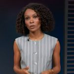Zuri’s gray stripe vest and shorts on Access Hollywood