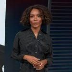 Zuri's black pinstripe dress on Access Hollywood