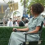 Zuri’s green gingham check dress on Access Hollywood