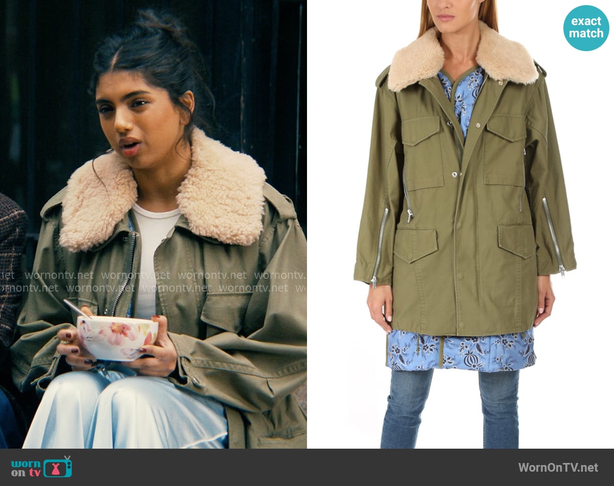 3.1 Phillip Lim Utility Jacket with Inner Vest in Olive worn by Abhinaya Chilukuri (Avantika) on Not Suitable For Work