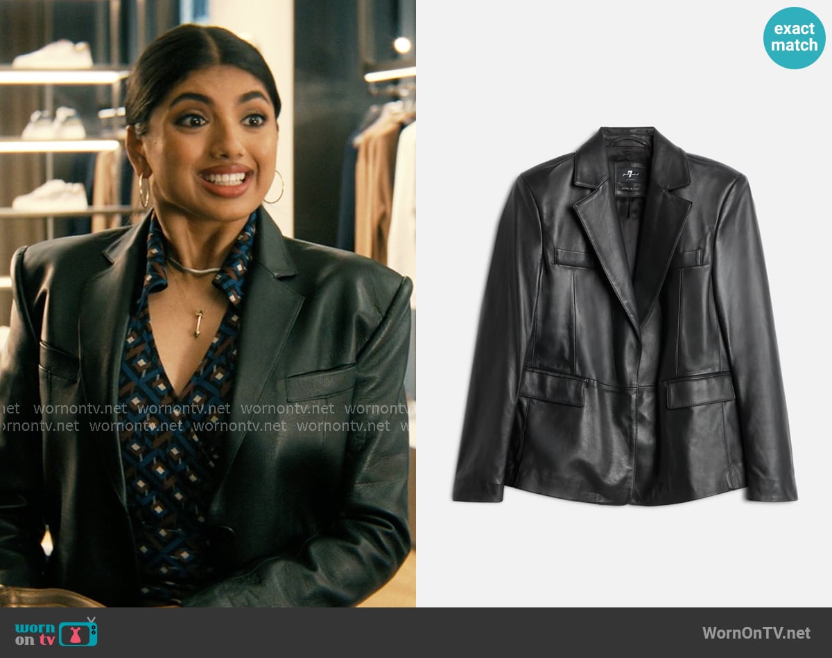 7 For All Mankind Blazer in Italian Leather worn by Abhinaya Chilukuri (Avantika) on Not Suitable For Work