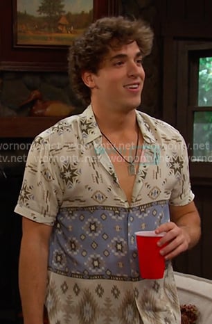 Aaron’s white aztec print shirt on Days of our Lives