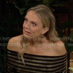 Abby’s gold striped off-shoulder top on The Young and the Restless