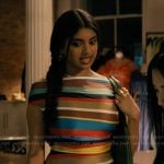 Abby’s multicolored stripe top on Not Suitable For Work
