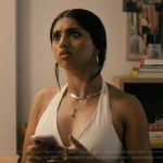 Abby’s white corset top on Not Suitable For Work