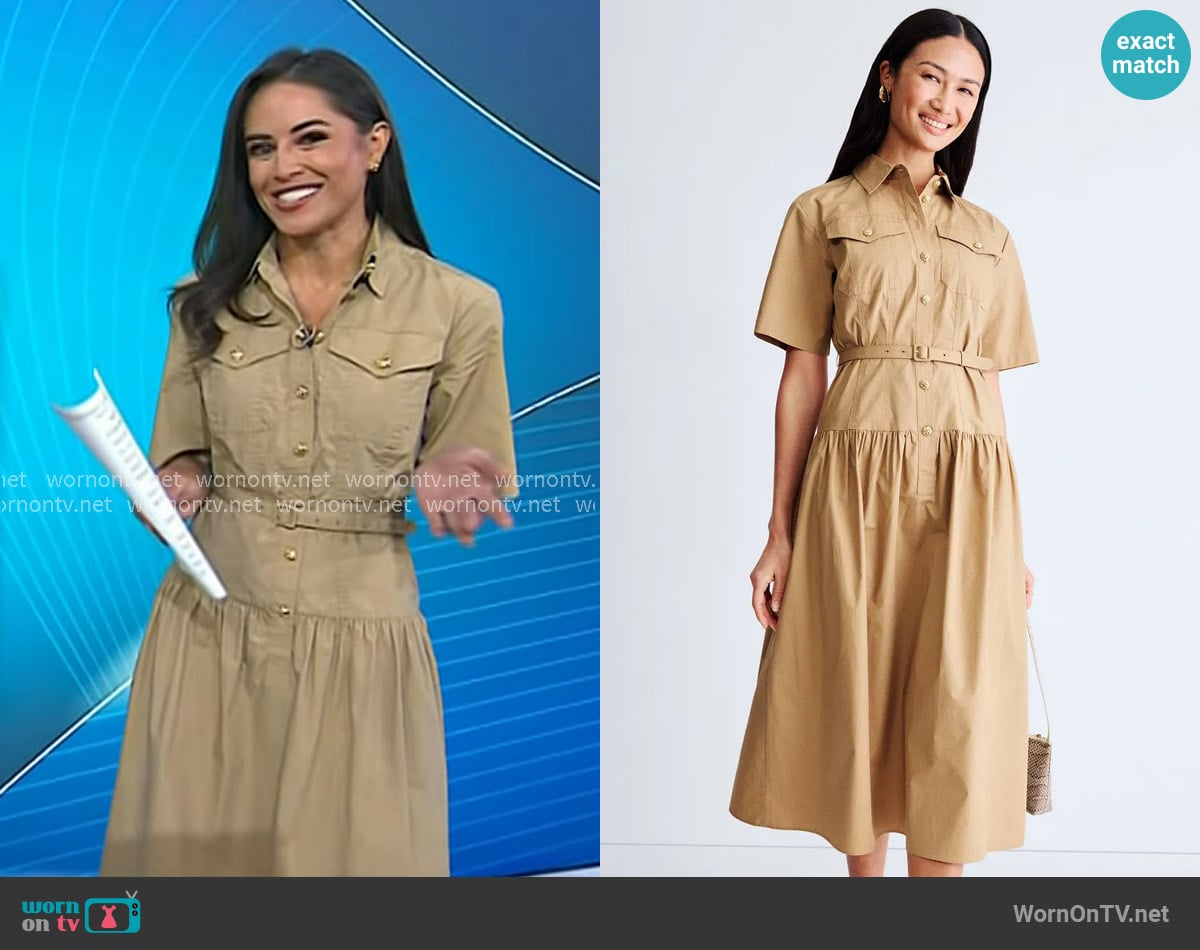 Adam Lippes Belted Shirt Dress in Khaki worn by Kaylee Hartung on Today