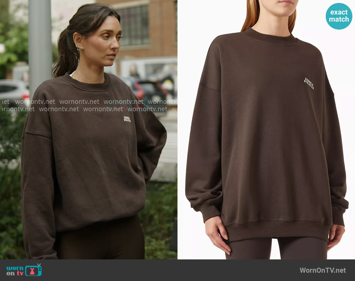 Adanola Oversized Crew Sweater in Coffee Bean worn by Whitney Fransway on In The City