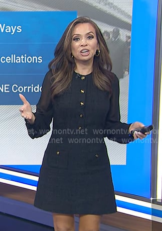 Adelle’s black sheer sleeve tweed mini dress on Today