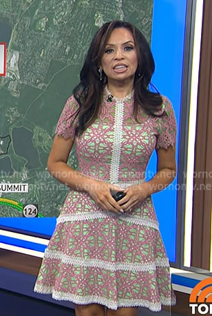 Adelle’s pink embroidered lace dress on Today