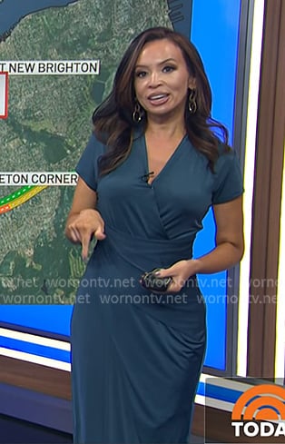 Adelle’s teal wrap waist dress on Today