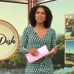 Adriana Diaz’s green geometric print wrap dress on CBS Mornings