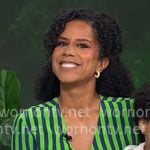 Adriana Diaz's green mixed print dress on CBS Mornings