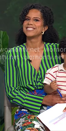 Adriana Diaz’s green mixed print dress on CBS Mornings