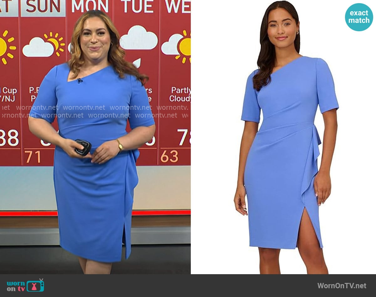 Adrianna Papell Stretch crepe Side Draped Sheath Dress worn by Violeta Yas on NBC News Daily
