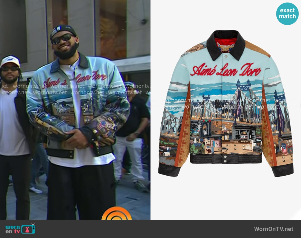 Aimé Leon Dore x Jeff Hamilton Leather Jacket worn by Karl-Anthony Towns on Today