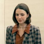 AJ's brown ribbed polo top and plaid blazer on Not Suitable For Work