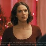 AJ’s burgundy scalloped scoop neck mini dress on Not Suitable For Work