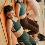 AJ's green ribbed sports bra and leggings on Not Suitable For Work