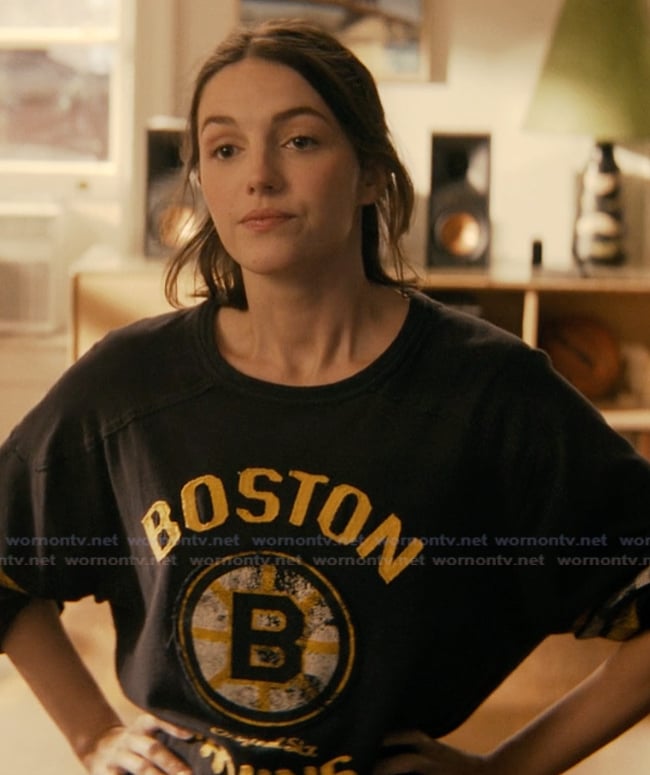 AJ’s navy Boston Bruins long sleeve tee on Not Suitable For Work