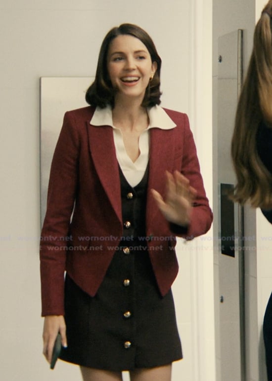 AJ’s red tweed blazer on Not Suitable For Work