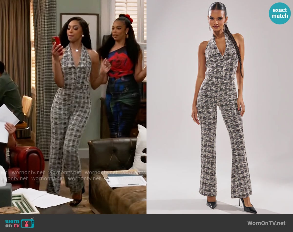 Akira Checkmate Sleeveless Jumpsuit worn by Kat Richardson (Colby Muhammad) on Beyond the Gates