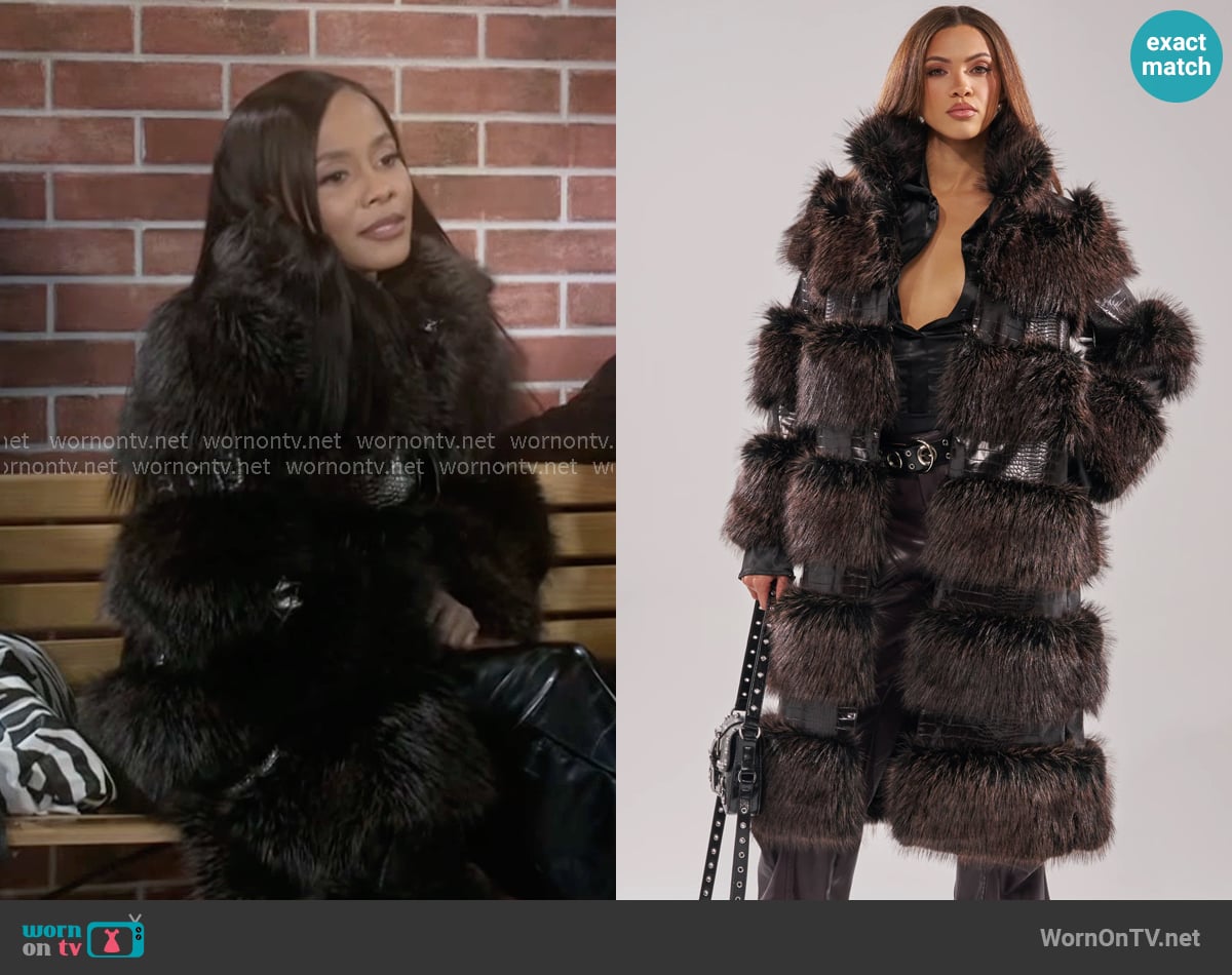 Akira Moxie Fur Trim Coat worn by Hayley Lawson (Marquita Goings) on Beyond the Gates
