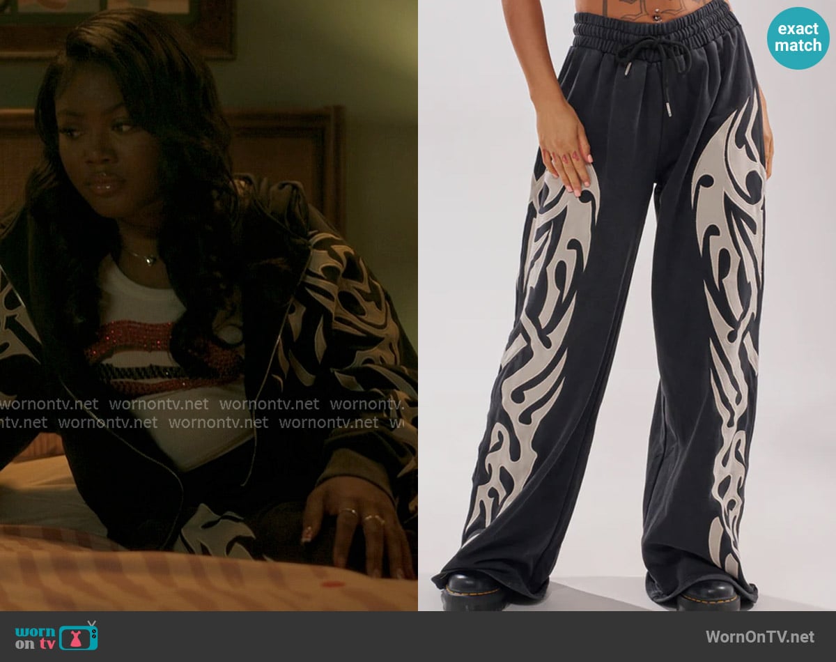 Akira On Fire Wide Leg Jogger worn by Lynae (Zaria Imani Primer) on The Chi