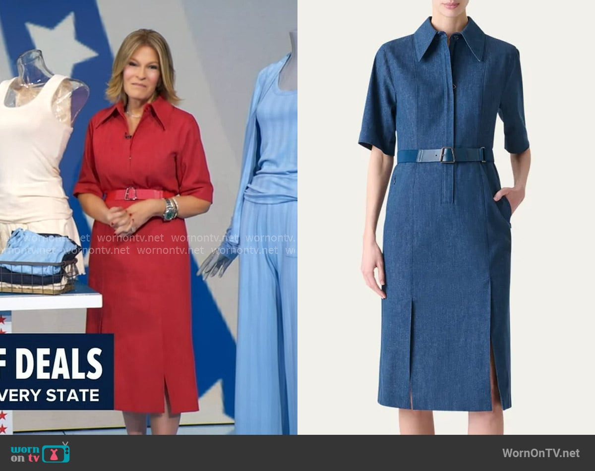 Akris Belted Stretch Cotton Shirtdress worn by Tory Johnson on Good Morning America