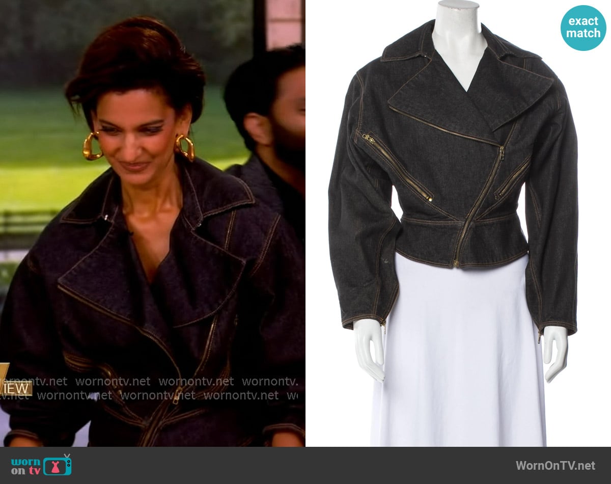 Alaia Vintage Biker Jacket worn by Poorna Jagannathan on The View