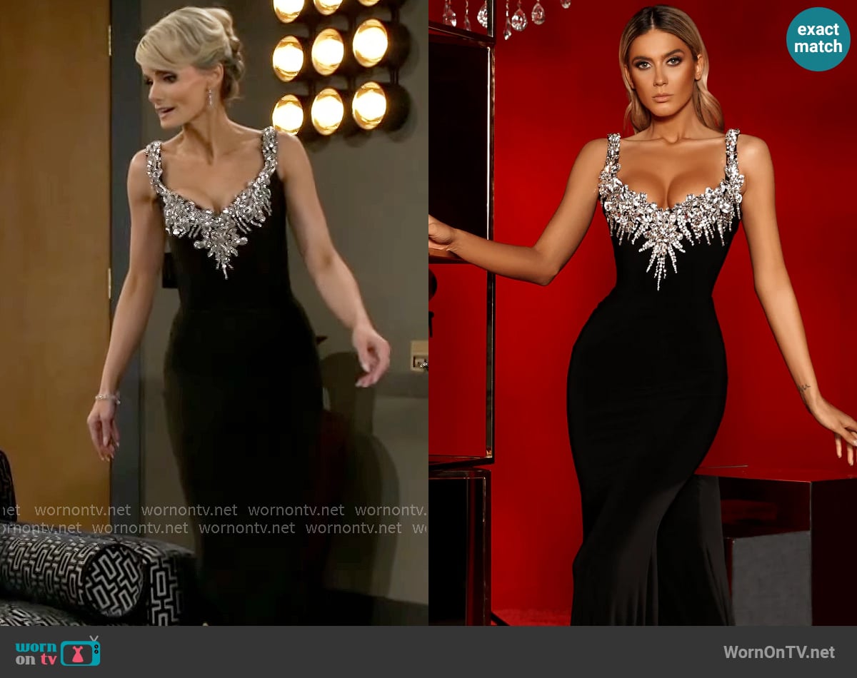 Albina Dyla Zoe Long Black Dress worn by Vanessa McBride (Lauren Buglioli) on Beyond the Gates