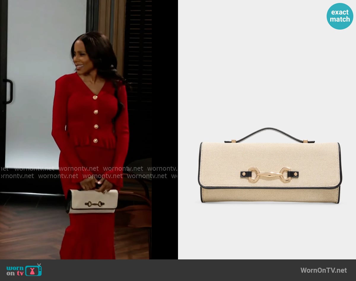 Aldo Lookaa Clutch worn by Hayley Lawson (Marquita Goings) on Beyond the Gates