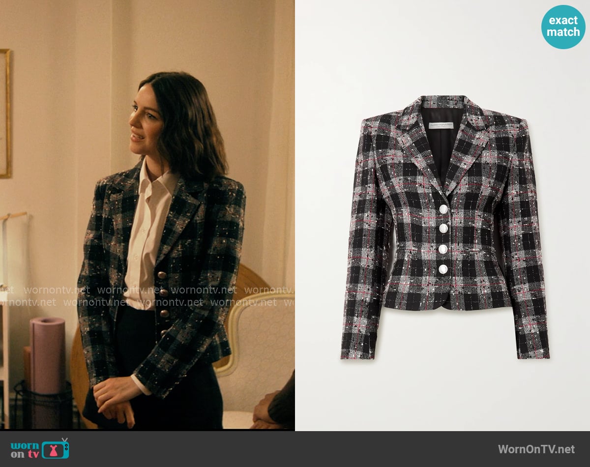 Alessandra Rich Tweed single-breasted blazer worn by AJ Pascarelli (Ella Hunt) on Not Suitable For Work