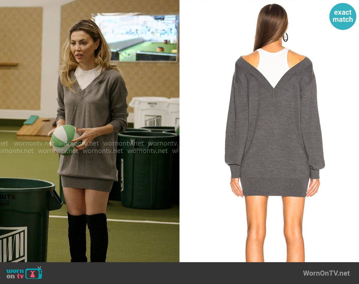 Alexander Wang Bi Layer Knit Dress in Charcoal worn by Georgina Ferzli on In The City