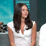 Alexie's white twist front top on Access Hollywood