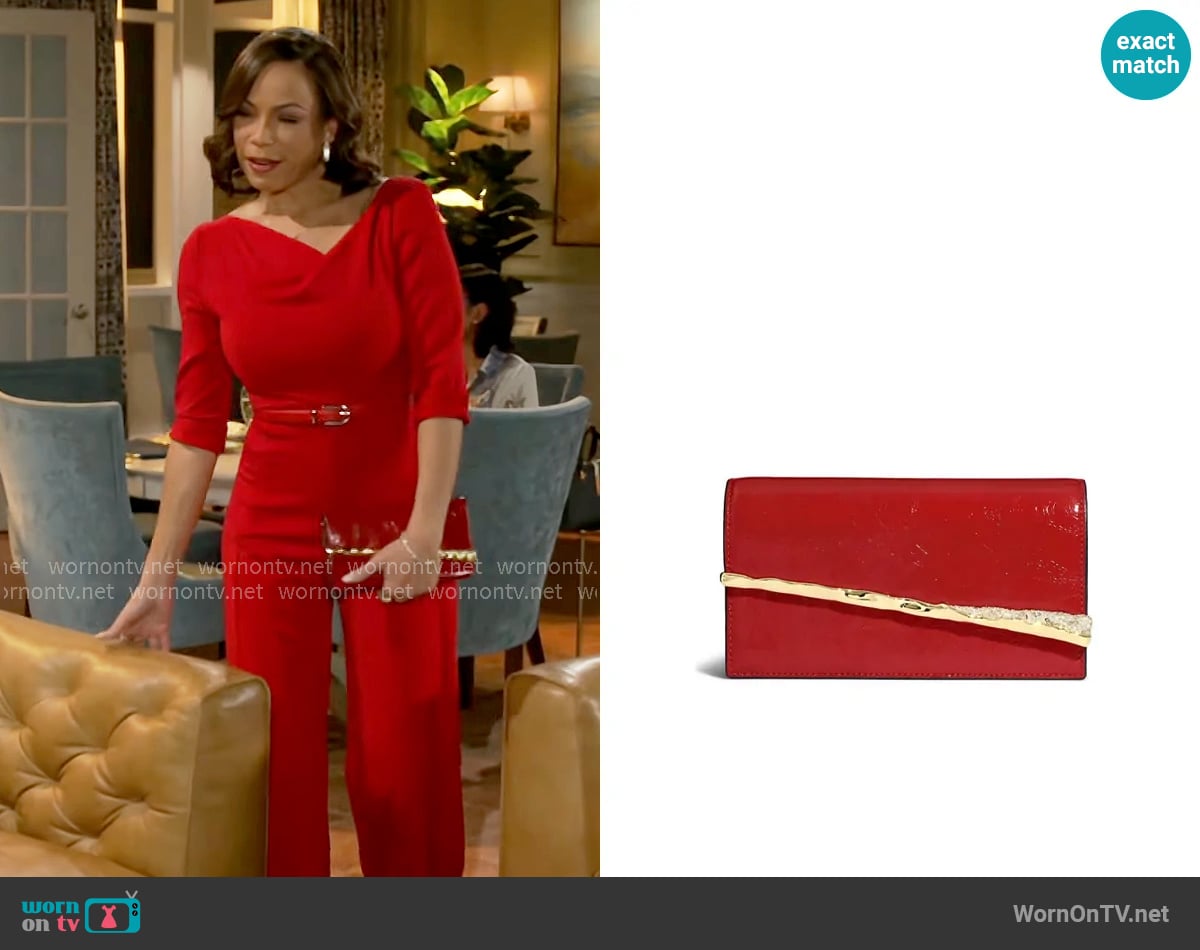 Alexis Bittar Angular Convertible Leather Shoulder Bag worn by Nicole Dupree Richardson (Daphnee Duplaix) on Beyond the Gates
