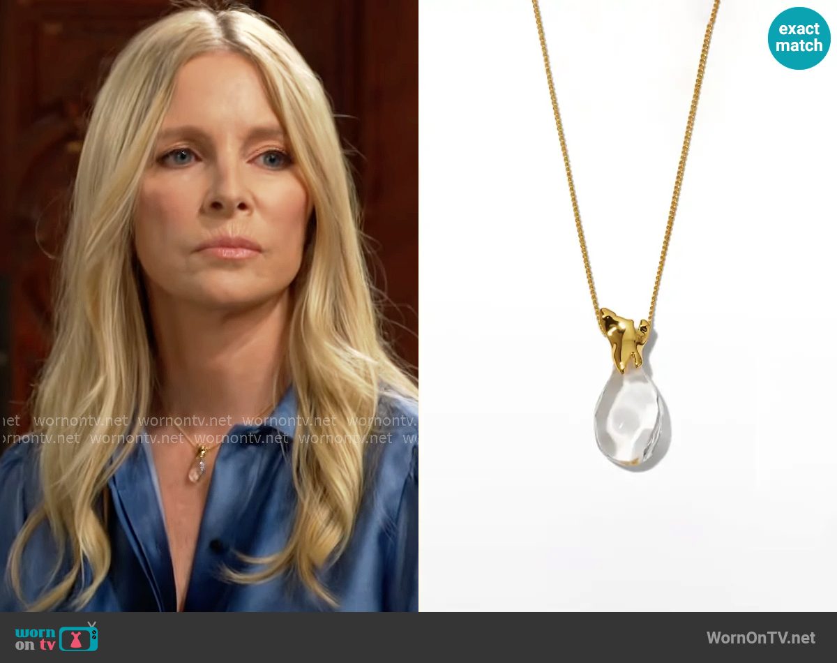 Alexis Bittar Liquid Lucite Small Vessel Pendant Necklace worn by Christine Blair Williams (Lauralee Bell) on The Young and the Restless