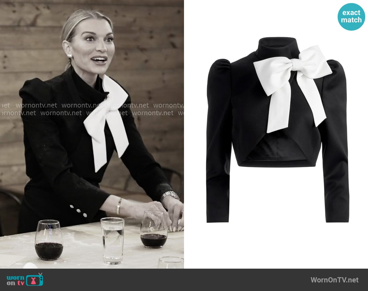 Alice + Olivia Addison Bow Jacket worn by Lindsay Hubbard on In The City