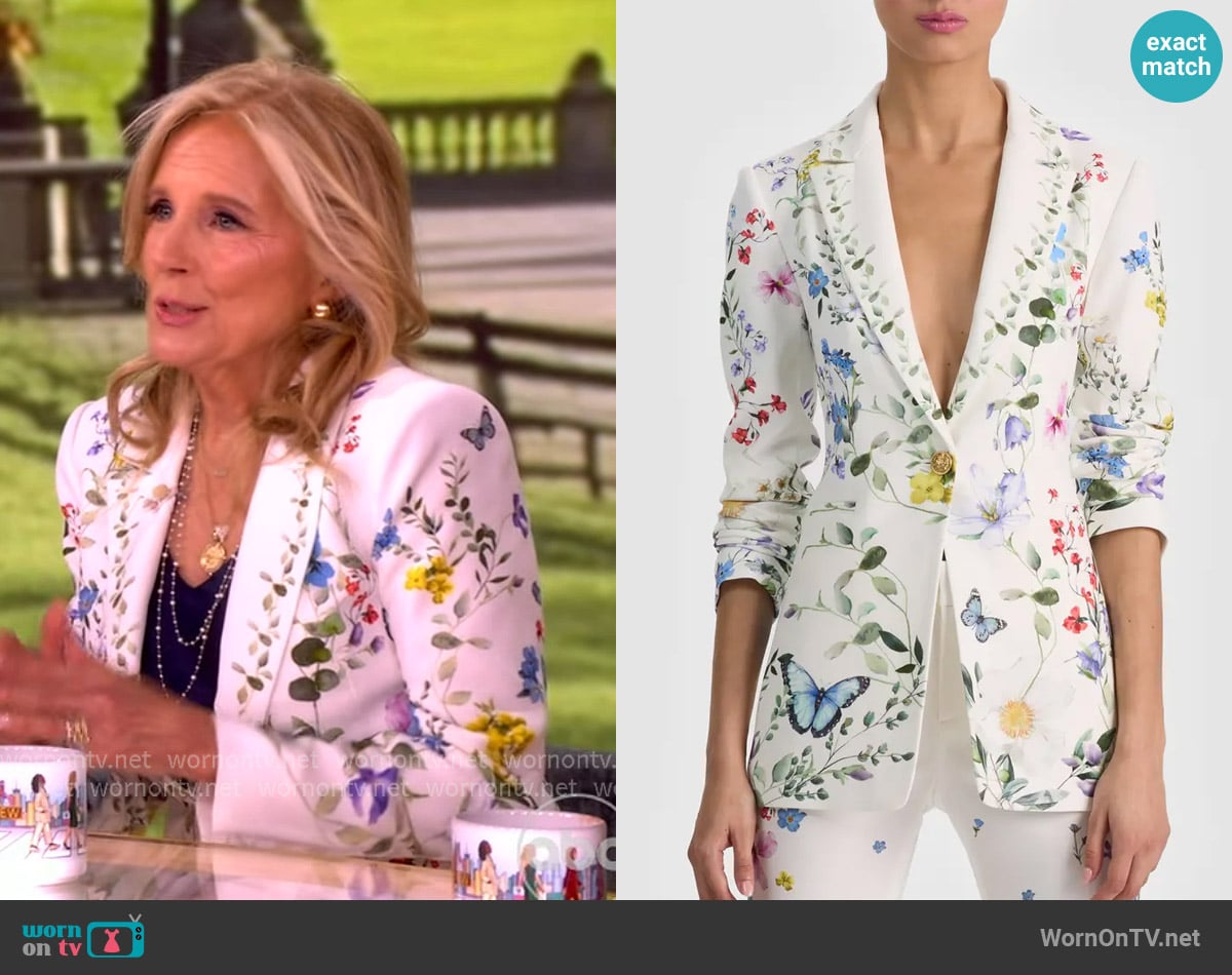 Alice + Olivia Breann Floral Fitted Blazer worn by Jill Biden on The View