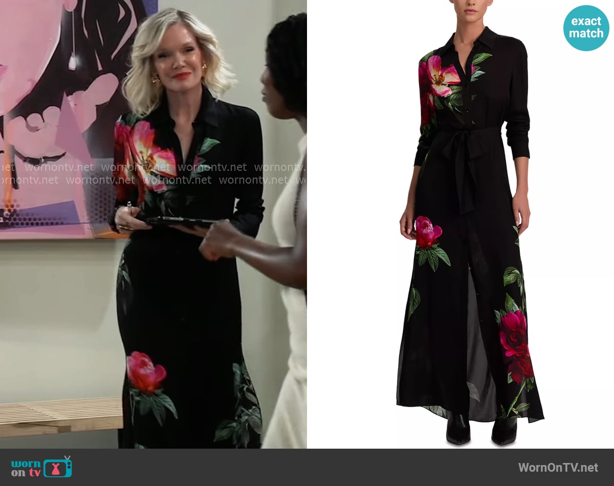 Alice + Olivia Chassidy Maxi Shirt Dress worn by Ava Jerome (Maura West) on General Hospital