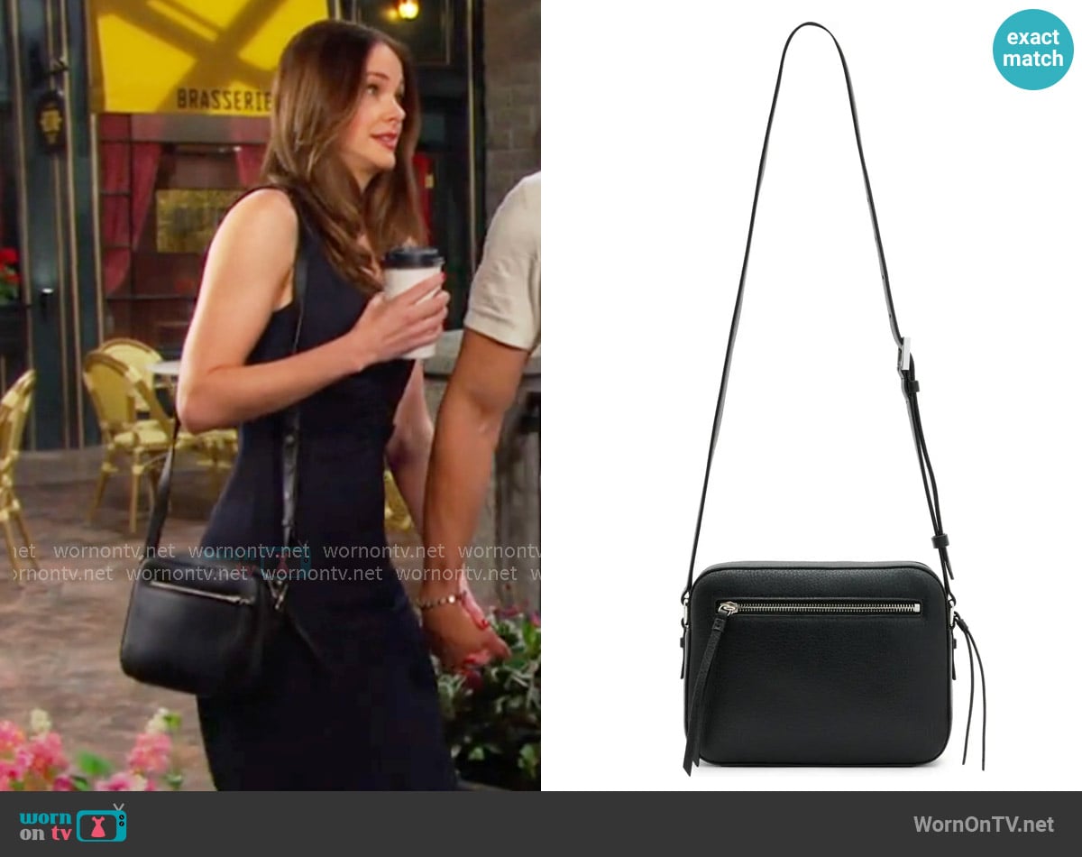 All Saints Captain Lea Leather Crossbody Bag in Black worn by Stephanie Johnson (Abigail Klein) on Days of our Lives
