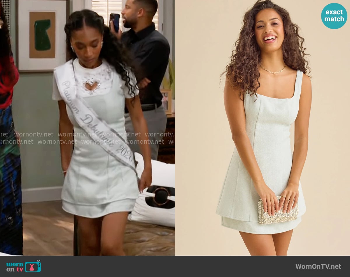 Altar'd State Lexi Tweed Mini Dress worn by Samantha Richardson (Najah Jackson) on Beyond the Gates