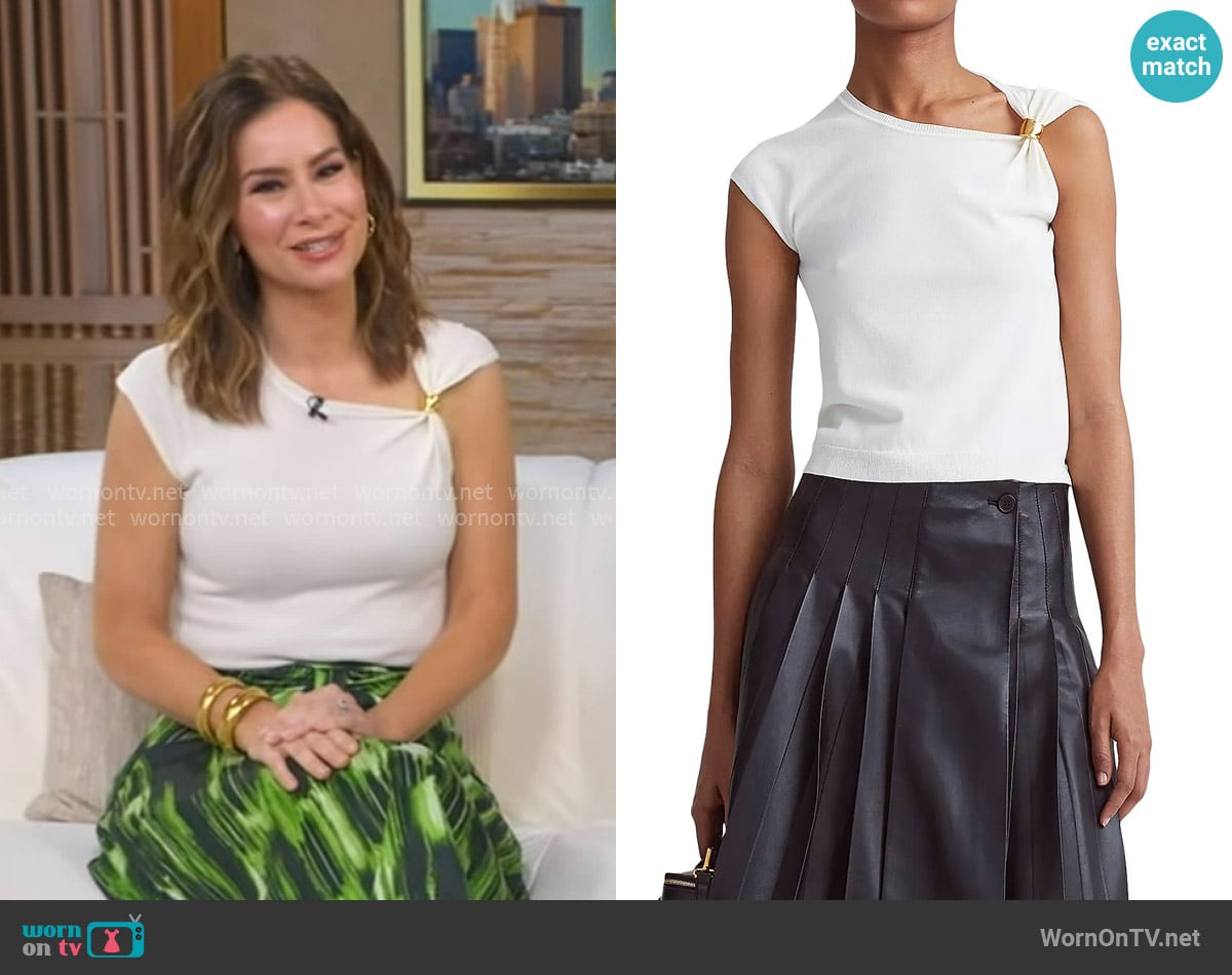 Altuzarra Rinaldi Asymmetric Slash Knit Top worn by Rebecca Jarvis on Good Morning America