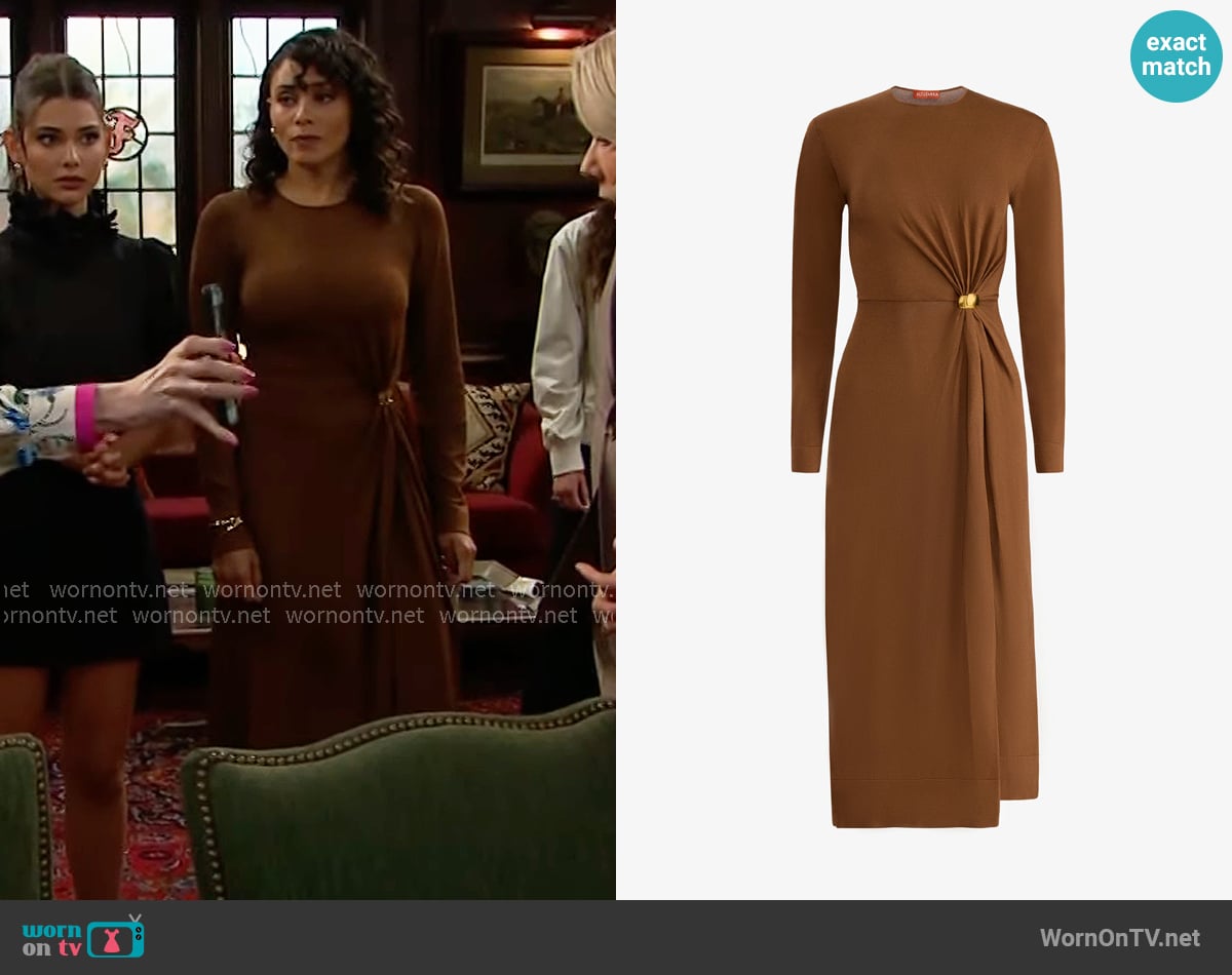 Altuzarra Tingley Dress in Toffee worn by Daphne Rose (Murielle Hilaire) on The Bold and the Beautiful