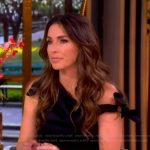 Alyssa’s black tie shoulder asymmetric dress on The View